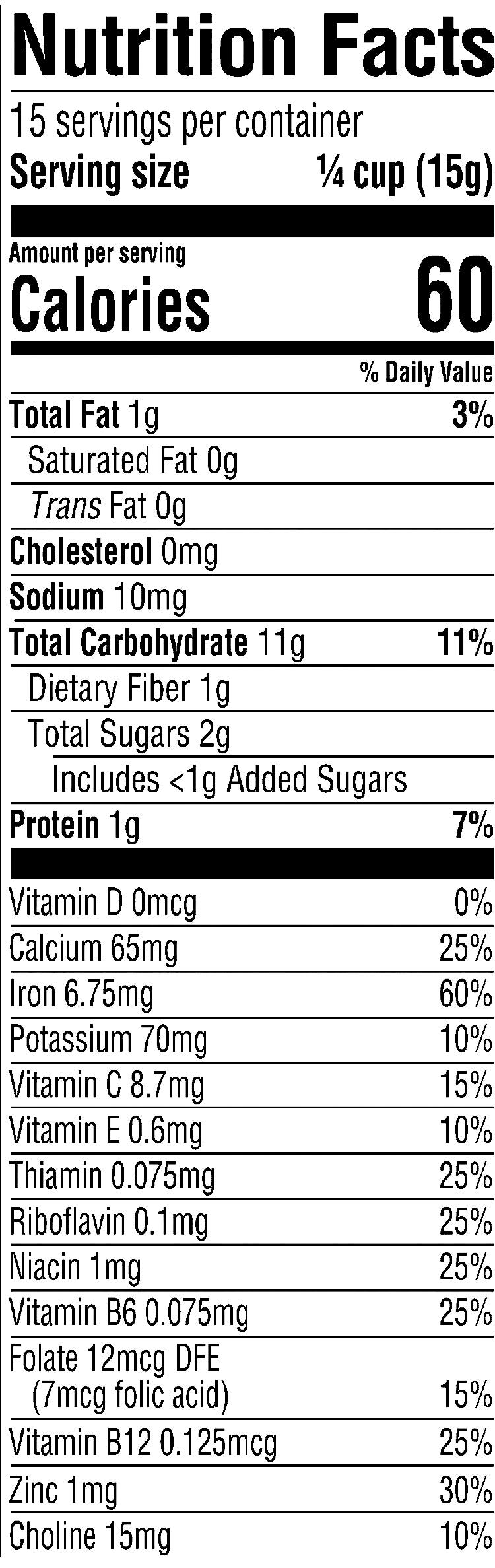 Nutrition Facts Oatmeal Banana