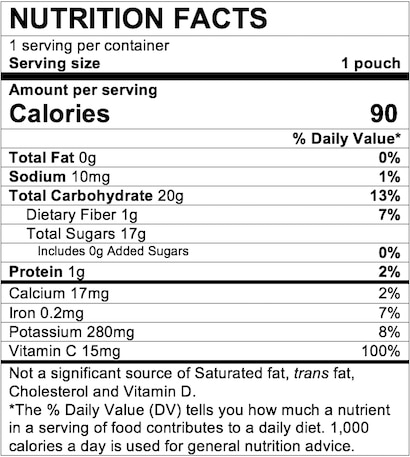 Nutrition Facts Banana Raspberry & Yogurt with Vanilla