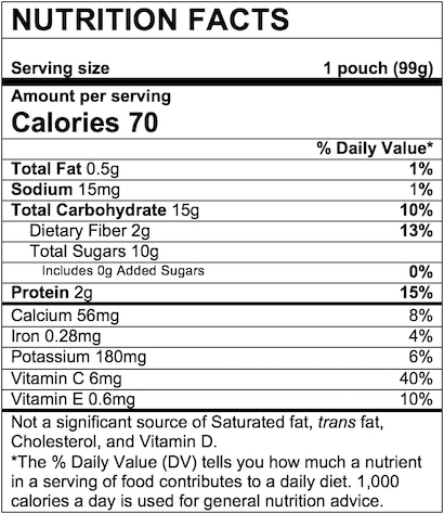 Nutrition Facts Banana Blueberry Purple Carrot Greek Yogurt Mixed Grains   