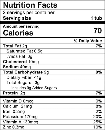 Nutrition Facts Vegetable Chicken Dinner