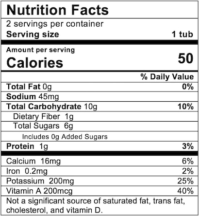 Nutrition Facts Carrot Sweet Potato Pea