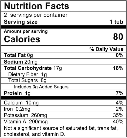 Nutrition Facts Sweet Potato Corn