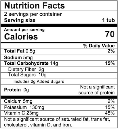 Nutrition Facts Pear Zucchini Corn