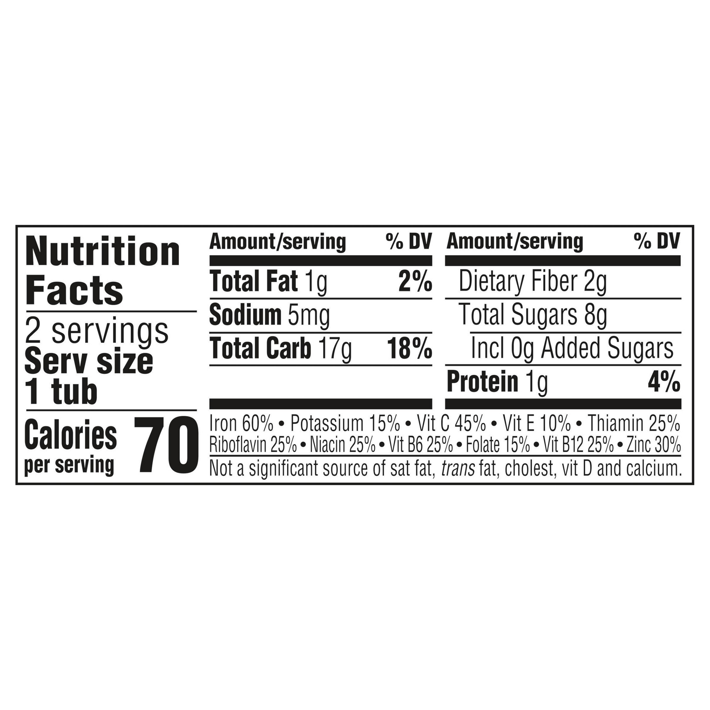 Nutrition Facts Pear Cinnamon with Oatmeal