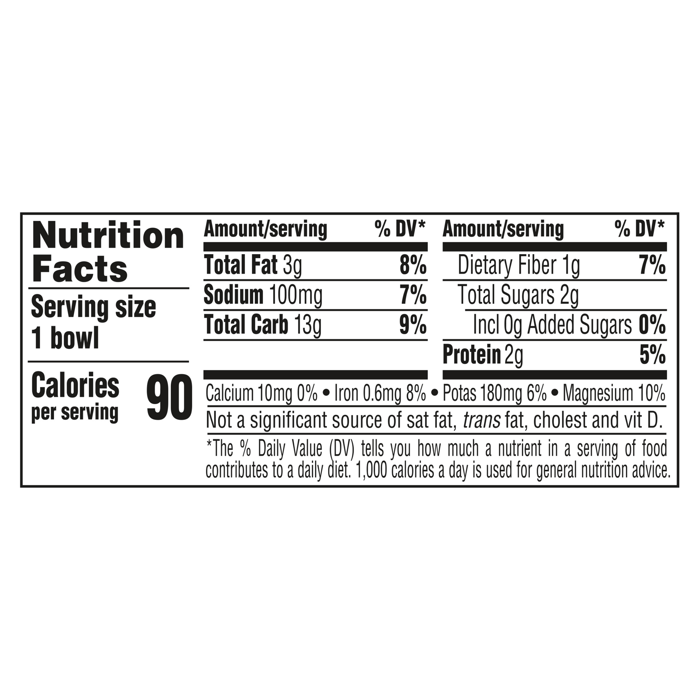 Nutrition Facts Mealtime Harvest Bowl