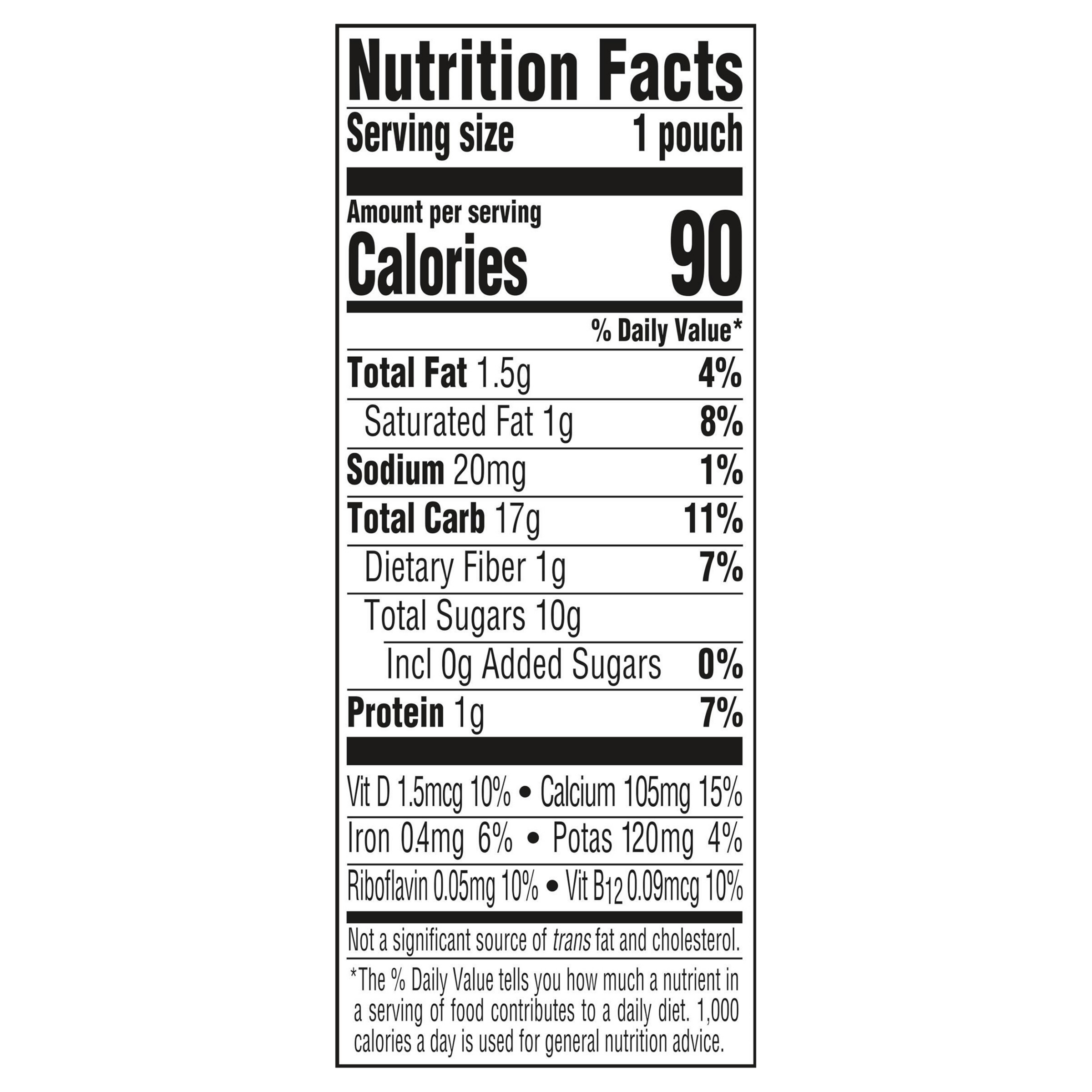 Nutrition Facts Sunshine Pineapple Fusion